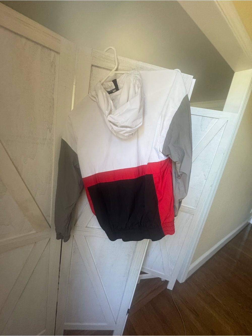Kid’s Colorblock Windbreaker Jacket — White, Gray, Red, Black Youth Large